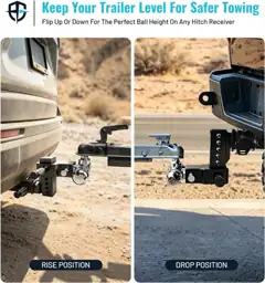 Adjustable Trailer Hitch, Tri-Ball, 8… — Photo 2