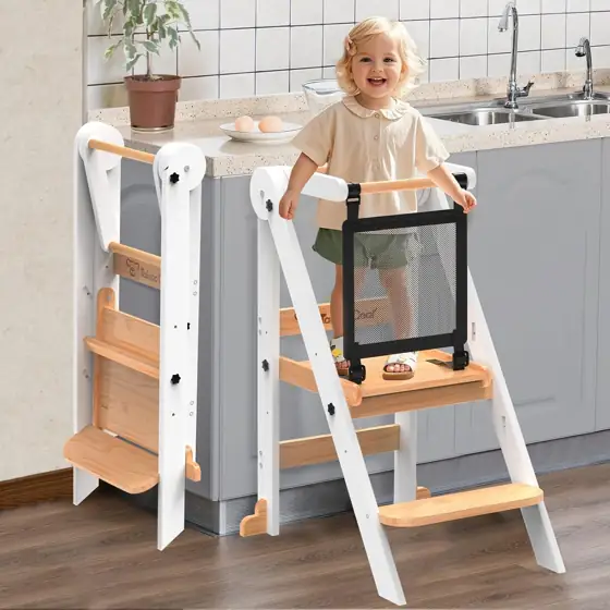 Foldable Toddler Tower, 3 Adjustable… — Photo 1