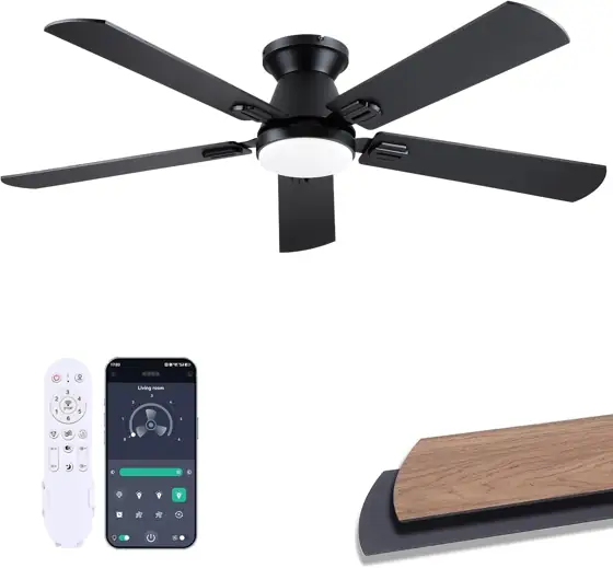 52-Inch Low-Profile Ceiling Fan with… — Photo 1