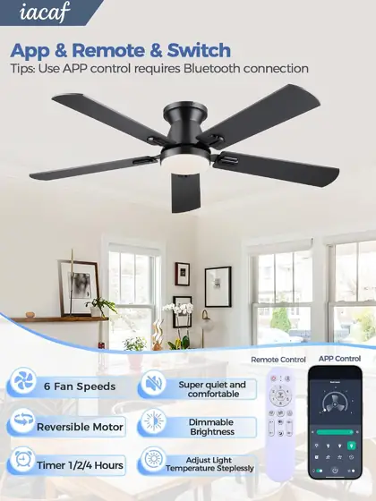 52-Inch Low-Profile Ceiling Fan with… — Photo 2