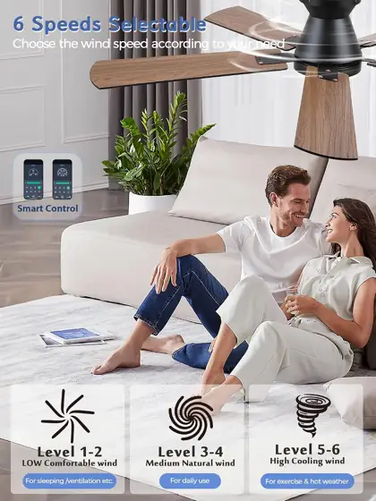 52-Inch Low-Profile Ceiling Fan with… — Photo 3