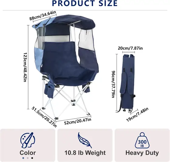 Folding Camping Chair with Canopy,… — Photo 2