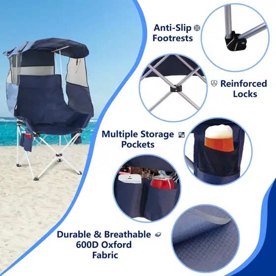 Folding Camping Chair with Canopy,… — Photo 3