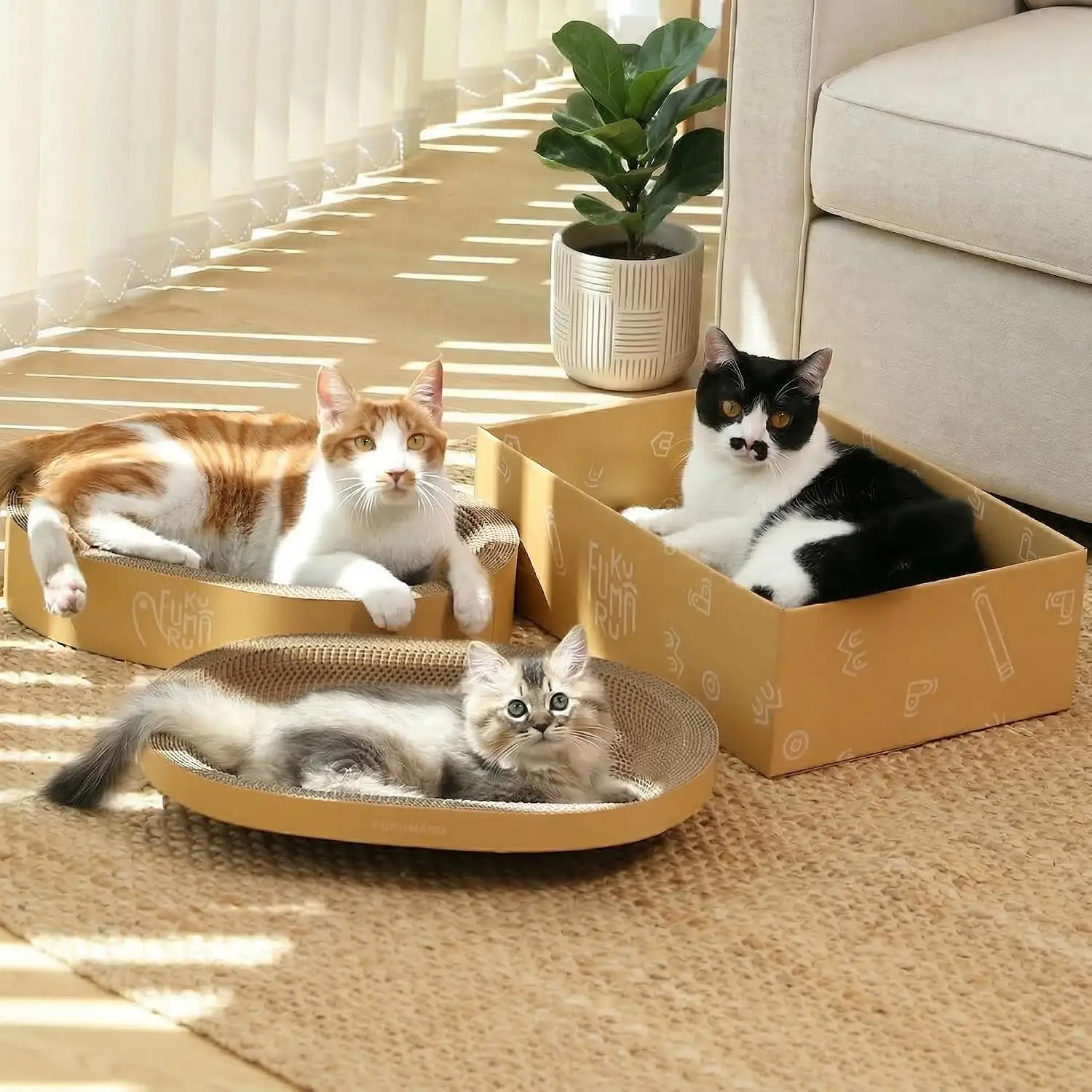 FUKUMARU 3PCS Cardboard Cat Scratcher… — Photo 1