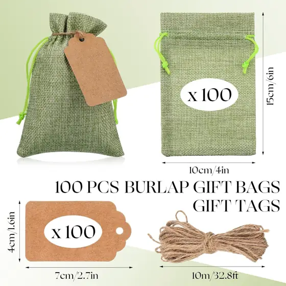 Woanger 100 Pcs Drawstring Burlap… — Photo 2