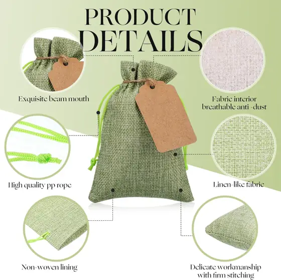 Woanger 100 Pcs Drawstring Burlap… — Photo 3