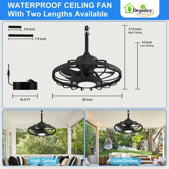 Depuley Gazebo Fans Outdoor Hanging… — Photo 3