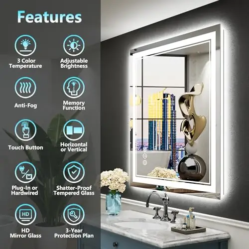 24x30 LED Bathroom Mirror, Backlit… — Photo 2