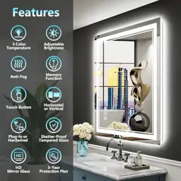 24x30 LED Bathroom Mirror, Backlit… — Photo 2