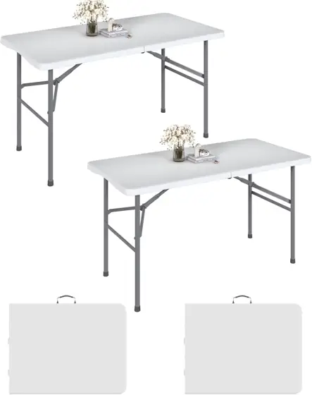 2 Pack 4FT White Folding… — Photo 1