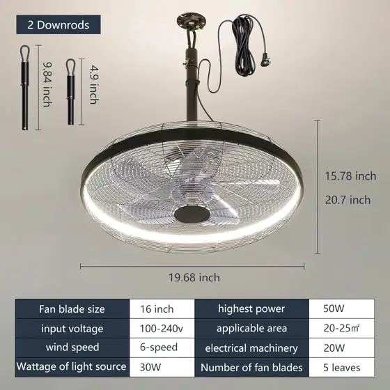 AHAWILL Outdoor Ceiling Fans with… — Photo 2