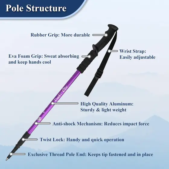 Telescopic Trekking Poles for Hiking,… — Photo 2