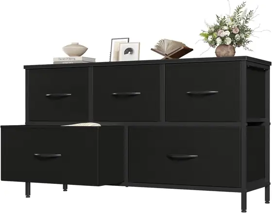 OLIXIS 5-Drawer Black Dresser, Closet… — Photo 1