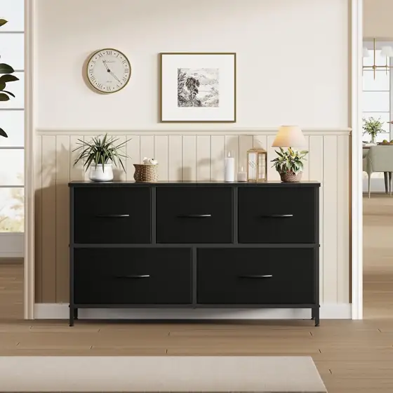 OLIXIS 5-Drawer Black Dresser, Closet… — Photo 2