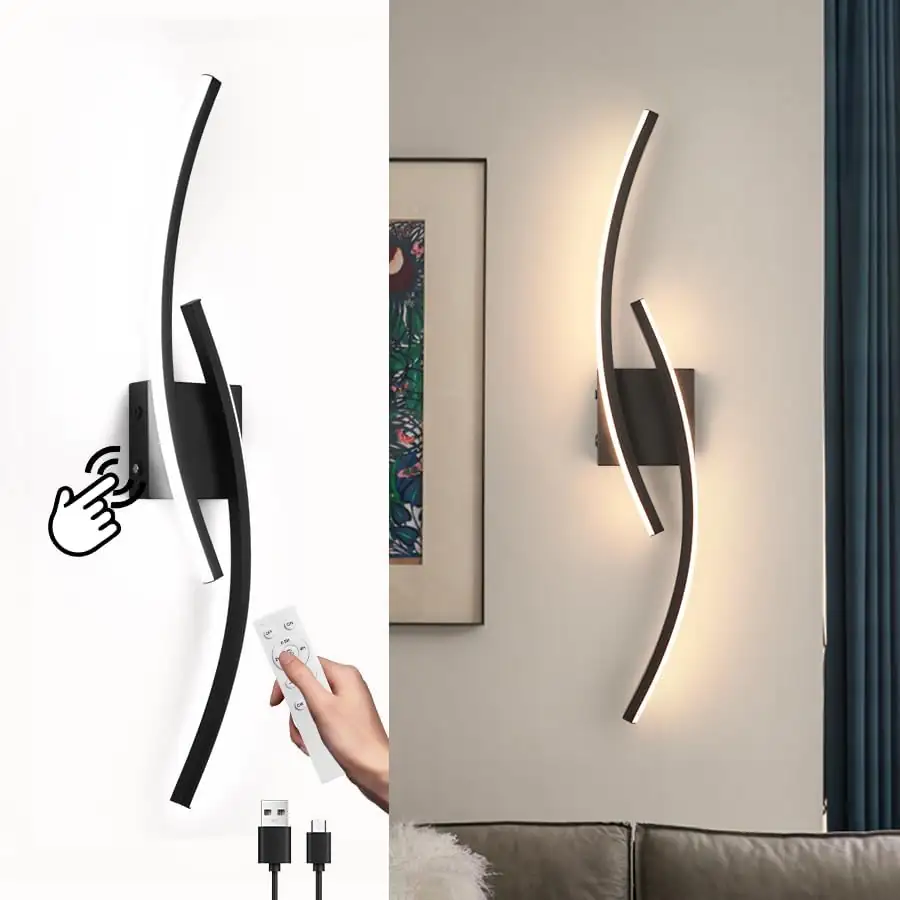 15000mAh Battery-Operated?Black Wall Sconce with… — Photo 1