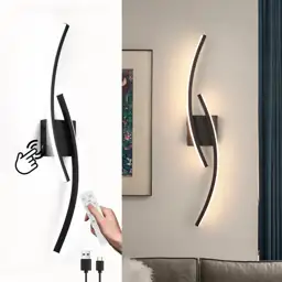 15000mAh Battery-Operated?Black Wall Sconce with… — Photo 1