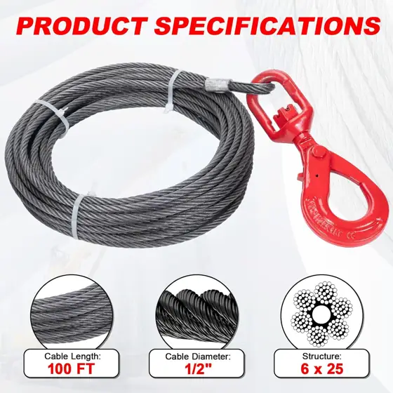 1/2" x 100' Steel Winch… — Photo 2