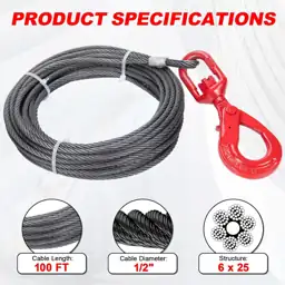1/2" x 100' Steel Winch… — Photo 2