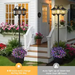 3-Head Solar Lamp Post with… — Photo 2