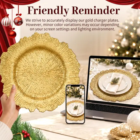 Gold Charger Plates Bulk 100Pcs,… — Photo 2
