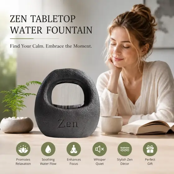 Tabletop Water Fountain 7.8" Indoor… — Photo 2
