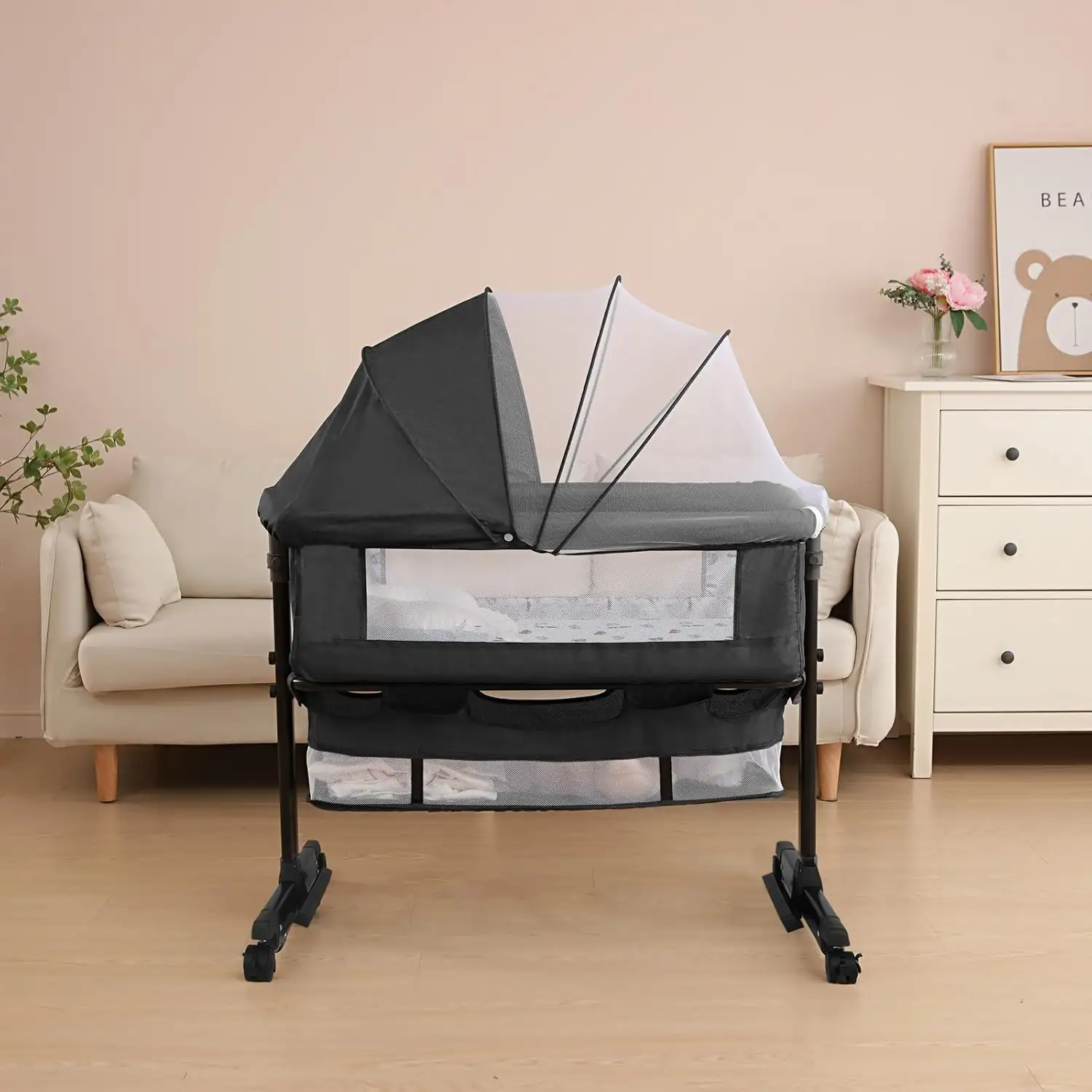 YADAQE Baby Cradle, Freestanding Bedside… — Photo 1