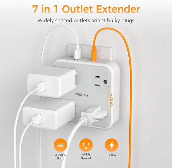 TESSAN Multi Plug Outlet Extender… — Photo 2