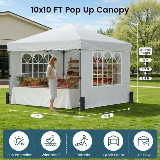 Raynesys 10x10ft Pop Up Canopy… — Photo 2