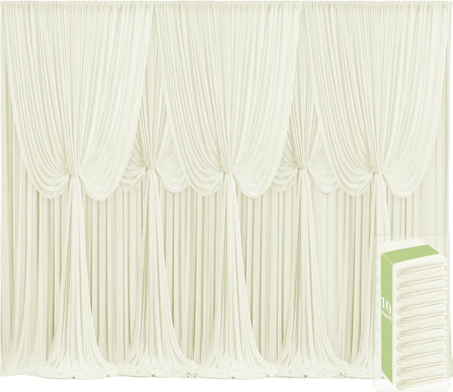 10 Panels Ivory Backdrop Curtains… — Photo 1