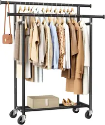HYSEYY Clothes Rack, Double-Rod Rolling… — Photo 1