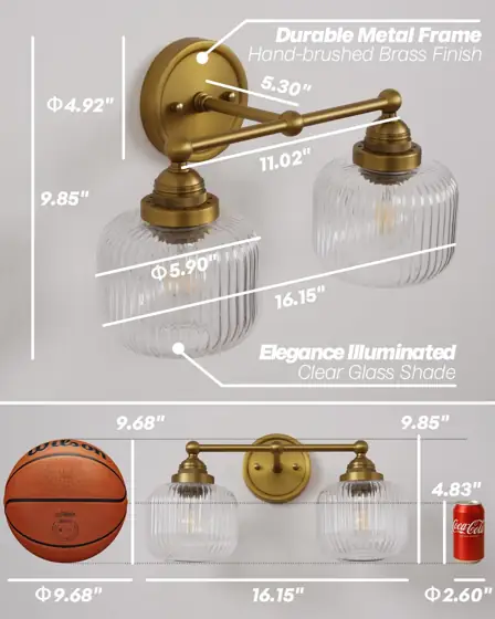 Vintage 2-Lights Clear Ribbed Glass… — Photo 2