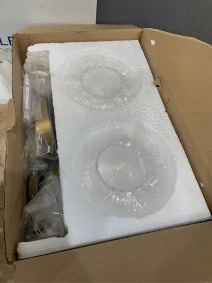 Vintage 2-Lights Clear Ribbed Glass… — Photo 3