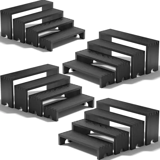 4-Pack Black Wooden Tiered Riser… — Photo 1