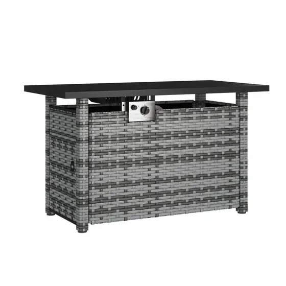 Black 44 in. Wicker Rectangular… — Photo 1