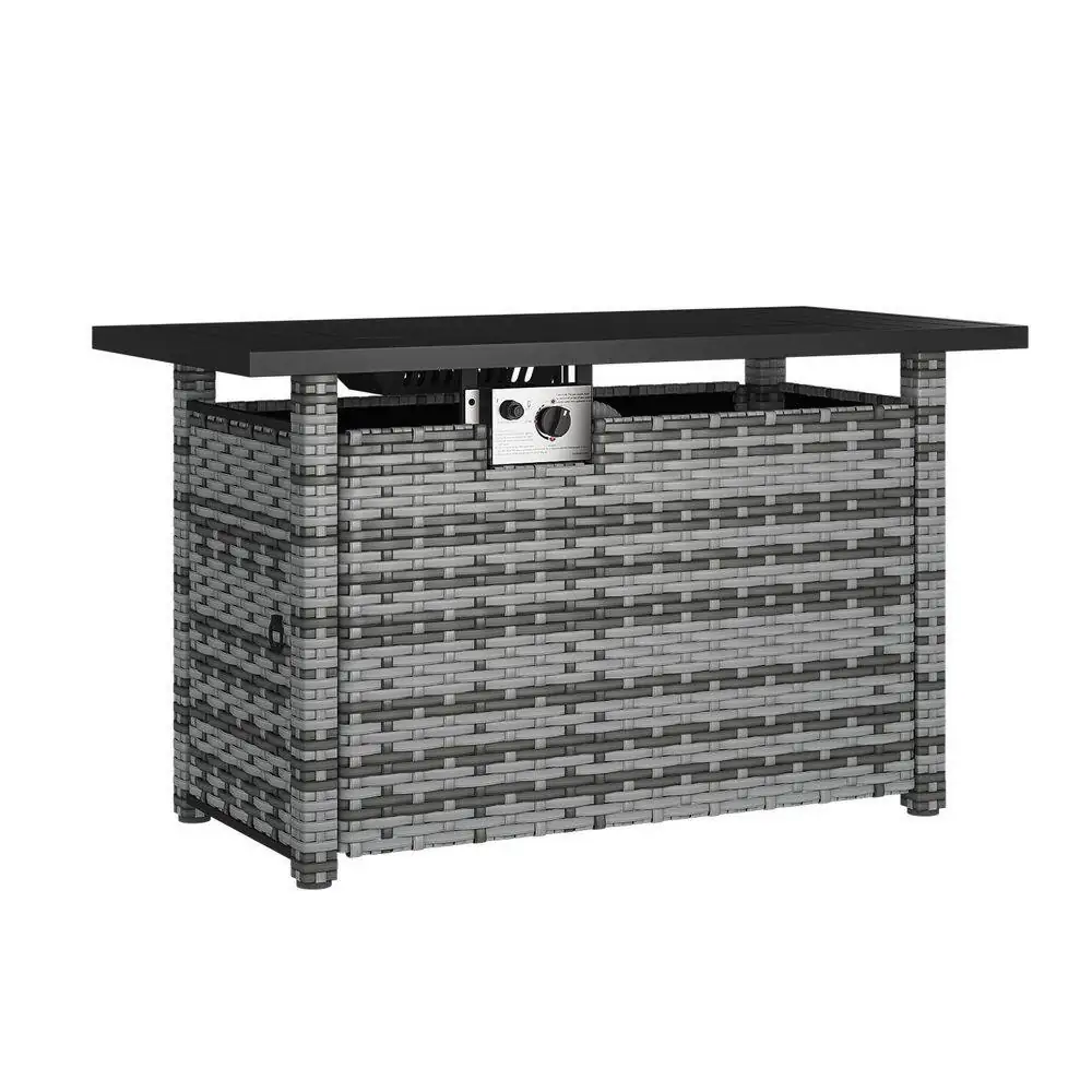 Black 44 in. Wicker Rectangular… — Photo 1
