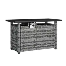 Black 44 in. Wicker Rectangular… — Photo 1
