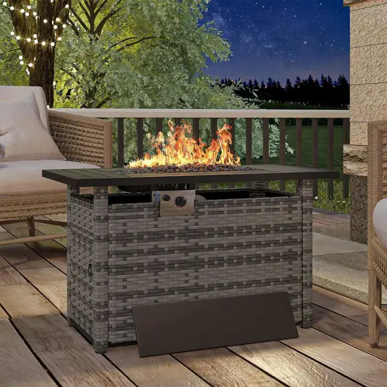 Black 44 in. Wicker Rectangular… — Photo 2