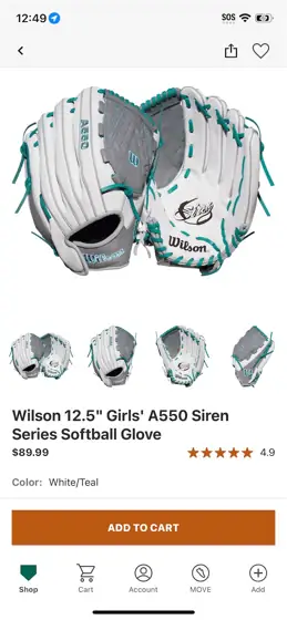 Wilson 12.5" Girls' A550 Siren… — Photo 1