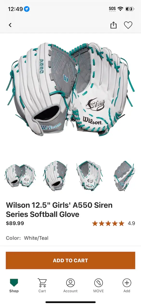 Wilson 12.5" Girls' A550 Siren… — Photo 1