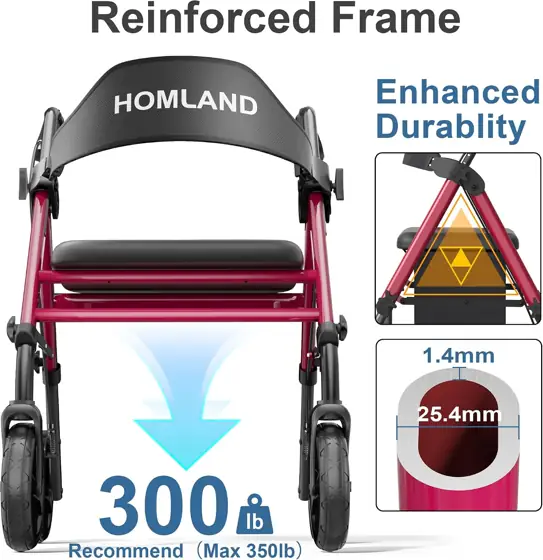HOMLAND Foldable Rollator Walkers for… — Photo 2