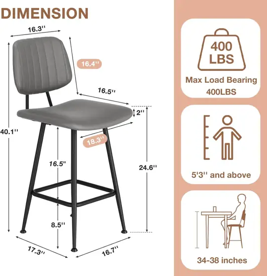 Raynesys 24-Inch Leather Bar Stools… — Photo 2