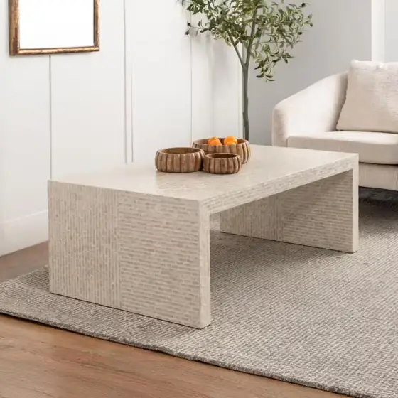 48 in. Cream Rectangle Capiz… — Photo 1