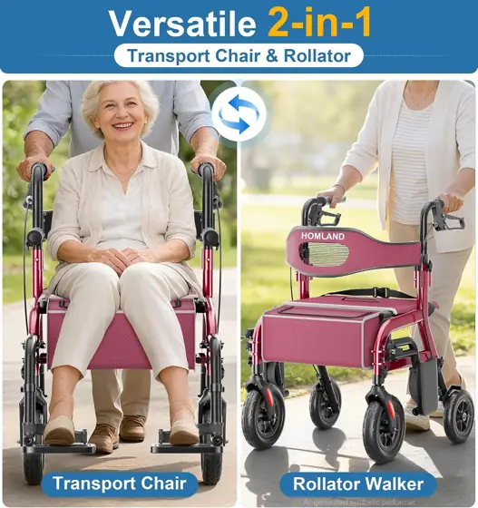 HOMLAND Foldable 2-in-1 Rollator Walker… — Photo 2
