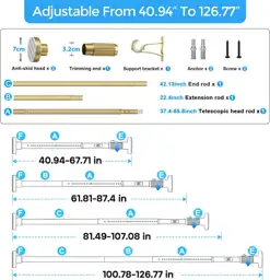 AIZESI Tension Curtain Rod 41-126… — Photo 2
