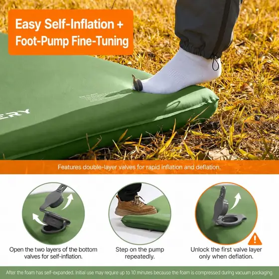 OGERY Self-Inflating Sleeping Pad, 3"… — Photo 2