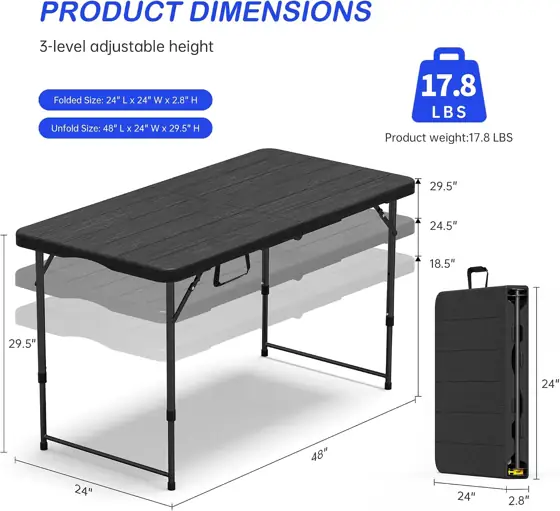 VSOAEIL 4 FT Folding Table,Small… — Photo 2