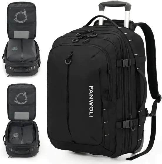 Fanwoli Rolling Vacuum Backpack Travel,One-Button… — Photo 1