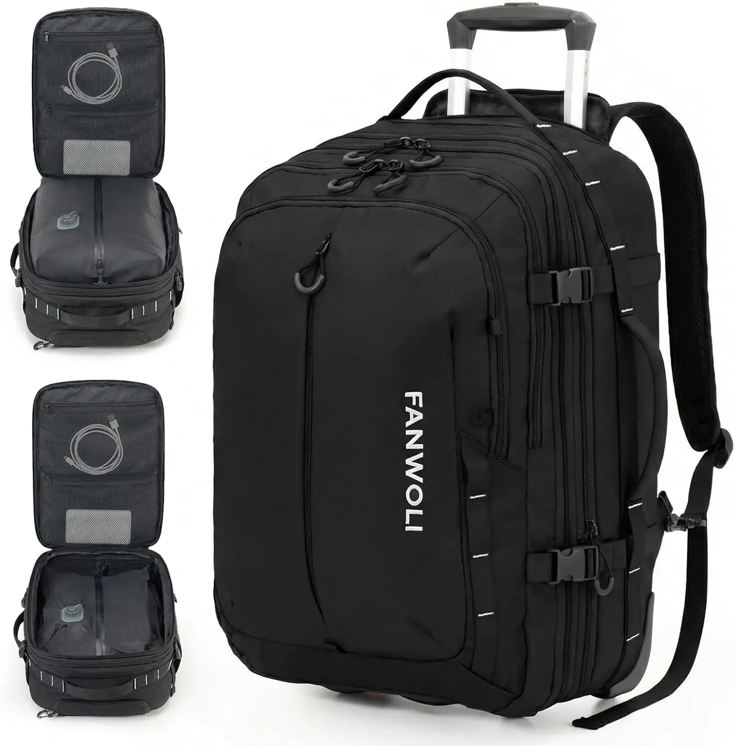Fanwoli Rolling Vacuum Backpack Travel,One-Button… — Photo 1
