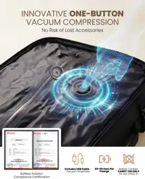 Fanwoli Rolling Vacuum Backpack Travel,One-Button… — Photo 2