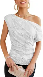 GRACE KARIN One-Shoulder Sequin Top… — Photo 1
